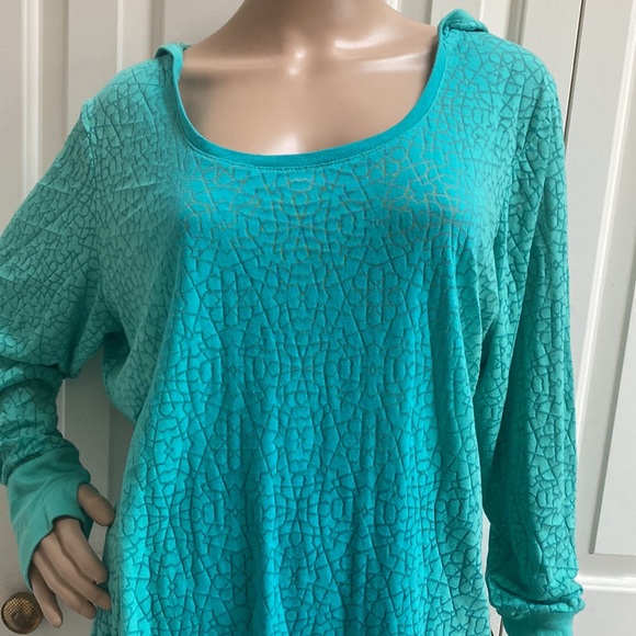 Calvin Klein Performance Womens L/XL Blue & Green Long Sleeve Hoodie with Thumb - Picture 5 of 12